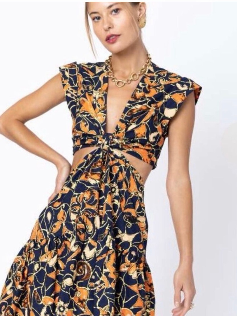 ALC Lexi cut out dress in color North Sea